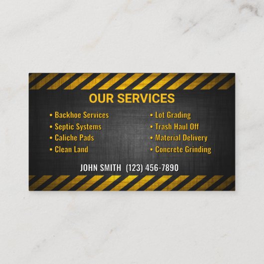 Visitenkarten für schwere Geräte Visitenkarte (Rückseite)