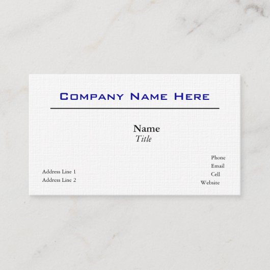 Visitenkarten für White Linen Visitenkarte (Vorderseite)