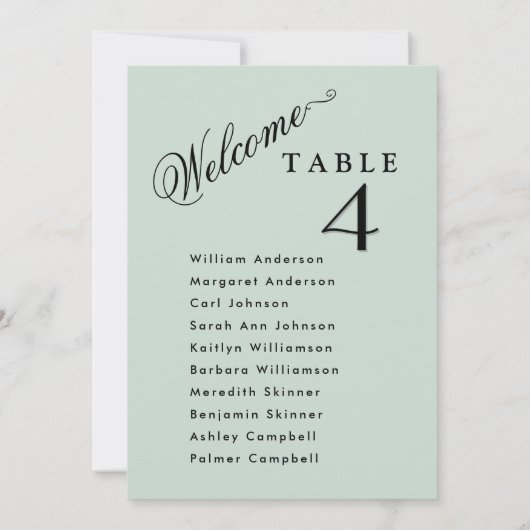 Visitenkarten-Gästebuchnamen von Sage Green Weddin Einladung (Rückseite)