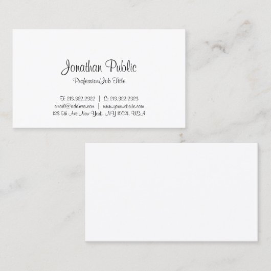 Visitenkarten Handschrift Text Moderne Vorlage Visitenkarte (Vorne/Hinten)