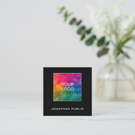 Visitenkarten hinzufügen Hochladen Ihres Logos Mod Quadratische Visitenkarte (Stehend Vorderseite)