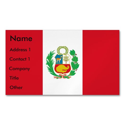 Visitenkarten-Magnet mit Flag von Peru Magnetische Visitenkarte (Vorderseite)