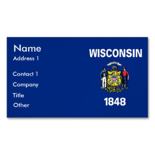 Visitenkarten-Magnet mit Flag Wisconsin, USA Magnetische Visitenkarte