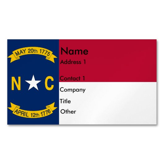 Visitenkarten-Magnet mit Flagge von North Carolina Magnetische Visitenkarte (Vorderseite)