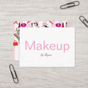 Visitenkarten, Makeup Rosa und Weiß gestreift Visitenkarte