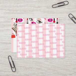 Visitenkarten, Makeup Rosa und Weiß gestreift Visitenkarte