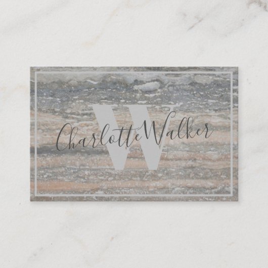 Visitenkarten - Monogramm der Silver Travertine Ve Visitenkarte (Vorderseite)