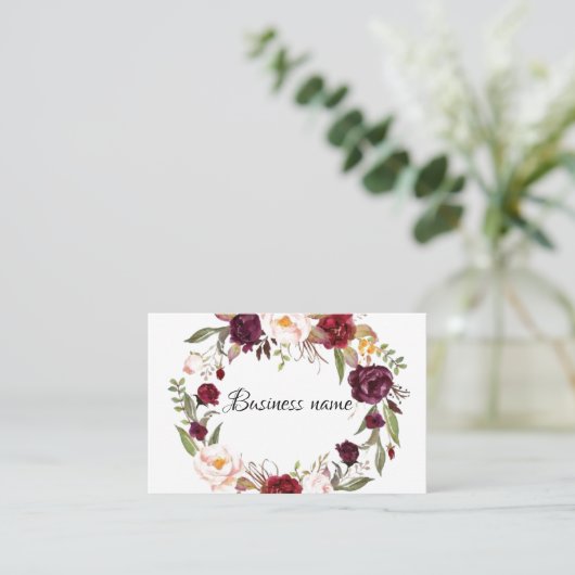 Visitenkarten - Personalisierter Blumenkranz Visitenkarte (Stehend Vorderseite)
