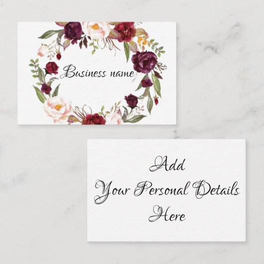 Visitenkarten - Personalisierter Blumenkranz Visitenkarte (Vorne/Hinten)
