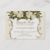 Visitenkarten - Pfau-Magnolien-Blumendamast Visitenkarte (Rückseite)