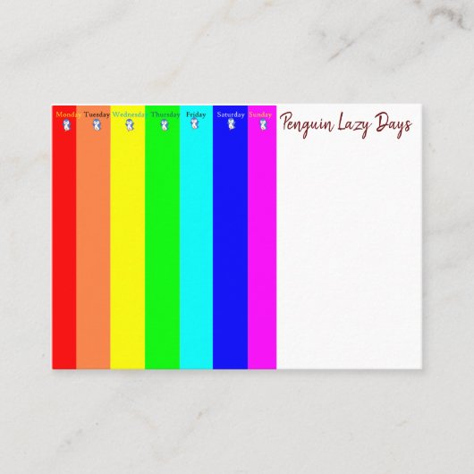 Visitenkarten, Pinguin Lazy Days Business Cards Visitenkarte (Vorderseite)