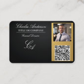 Visitenkarten qr Code, bearbeitbar, schwarz gold, Visitenkarte (Vorderseite)