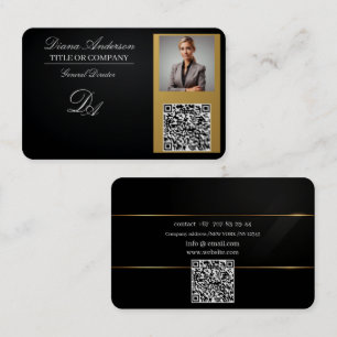 Visitenkarten qr Code, bearbeitbar, schwarz gold,  Visitenkarte