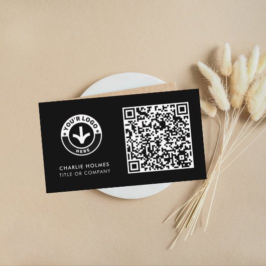 Visitenkarten-QR-Code | Schwarzes modernes Design Visitenkarte