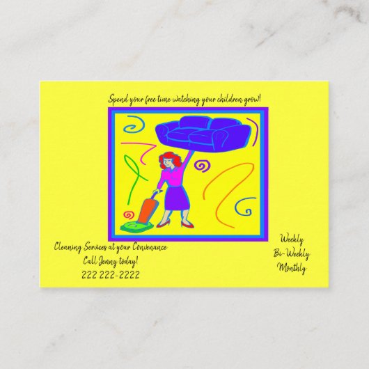 Visitenkarten, Reinigungsservice für Ladys Visitenkarte (Rückseite)