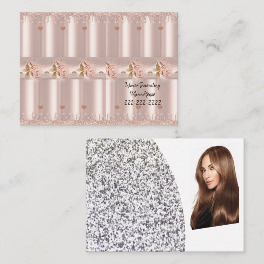 Visitenkarten, Rosa Glitzer Räume Ausstattung Visitenkarte (Vorne/Hinten)