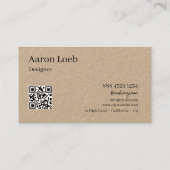 Visitenkarten | Rustikale Kraft Elegant mit QR-Cod Visitenkarte (Rückseite)