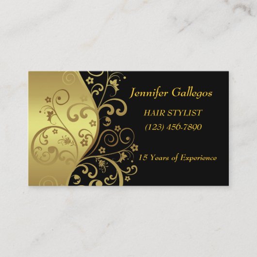 Visitenkarten--Schwarz-u. GoldWirbel Visitenkarte (Vorderseite)