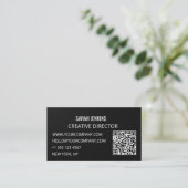 Visitenkarten Schwarz-Weiß Moderner QR-Code Visitenkarte (Stehend Vorderseite)