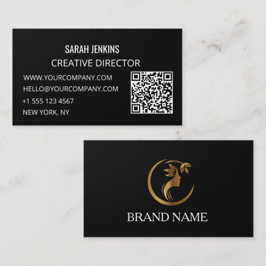 Visitenkarten Schwarz-Weiß Moderner QR-Code Visitenkarte (Vorne/Hinten)