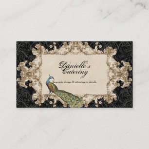 Visitenkarten - schwarzer Vintage-Pfau und Etching Visitenkarte