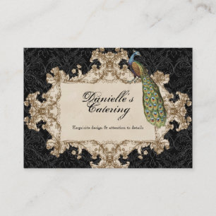 Visitenkarten - schwarzer Vintage-Pfau und Etching Visitenkarte