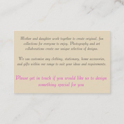 Visitenkarten Visitenkarte (Rückseite)