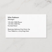 Visitenkarten von Aluminiumlieferfirmen Visitenkarte (Rückseite)