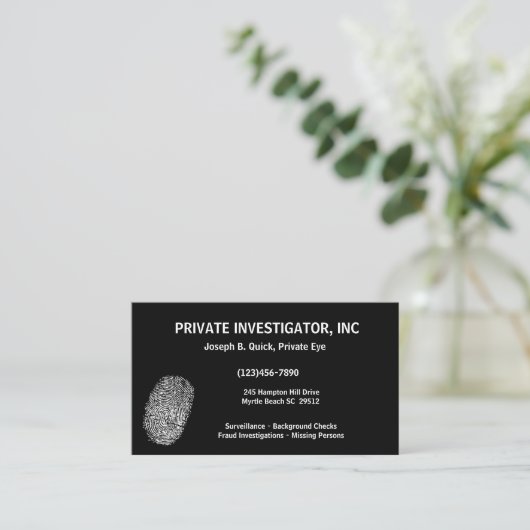 Visitenkarten von Privatdetektoren Visitenkarte (Stehend Vorderseite)