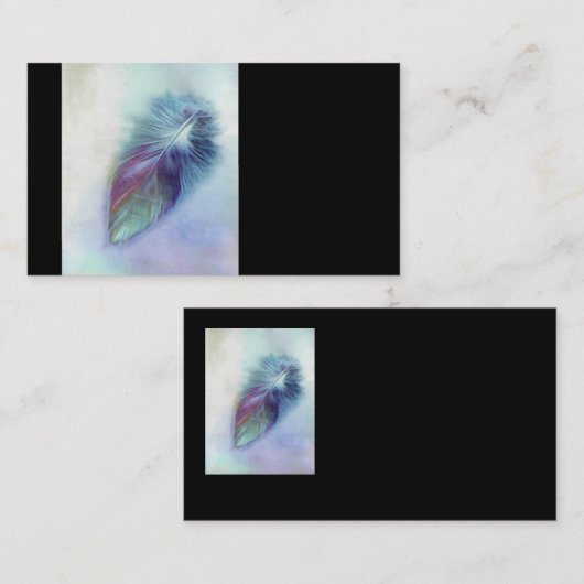 Visitenkarten-Vorlage Blauer Federkunst Visitenkarte (Vorne/Hinten)