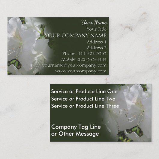 Visitenkarten - weiße Azaleen Visitenkarte (Vorne/Hinten)