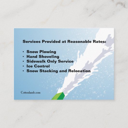 Visitenkarten zum Entfernen von Schnee Visitenkarte (Rückseite)
