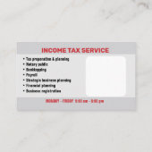 Visitenkarten zur Einkommensteuer Visitenkarte (Rückseite)