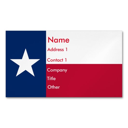 Visitenkartenmagazin mit Flag von Texas Magnetische Visitenkarte (Vorderseite)
