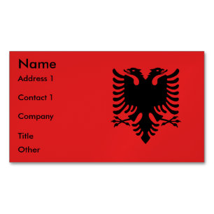 Visitenkartenmagazin mit Flagge Albaniens Magnetische Visitenkarte