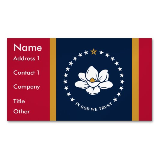 Visitenkartenmagnet mit Flagge von Mississippi (Vorderseite)