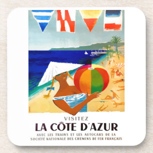 Visitez La-Cote d'Azur Franzose-Reise-Plakat 1957 Untersetzer