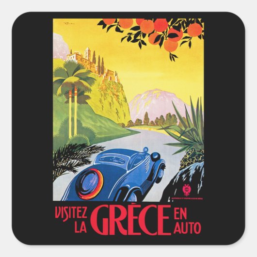 Visitez La Grece en Auto Quadratischer Aufkleber (Vorderseite)