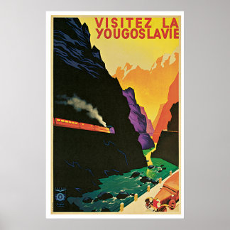Visitez la Yougoslavie Vintage Reisewerbung Poster