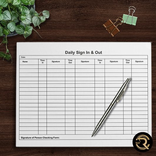 Visitor Sign In Sign Out Tracker Notizblock