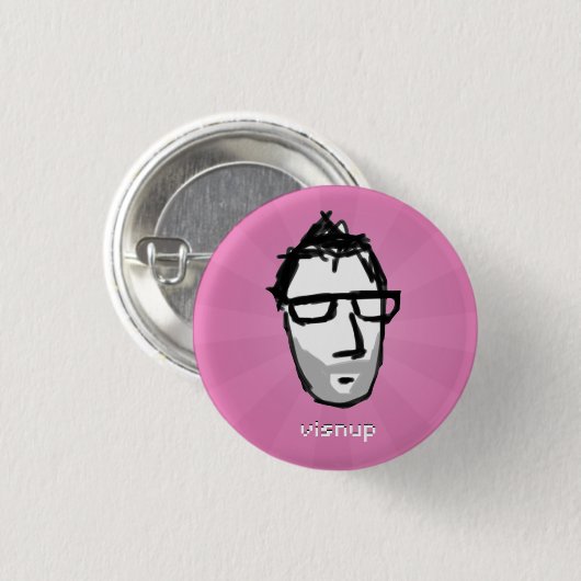 visnup Knopf (magentarot) Button (Vorne & Hinten)