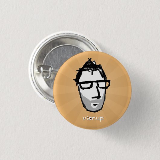 visnup Knopf (orange) Button (Vorne & Hinten)