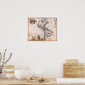 Visscher-Karte der Neuen Welt Poster (Küche)