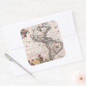 Visscher-Karte der Neuen Welt Quadratischer Aufkleber (Umschlag)