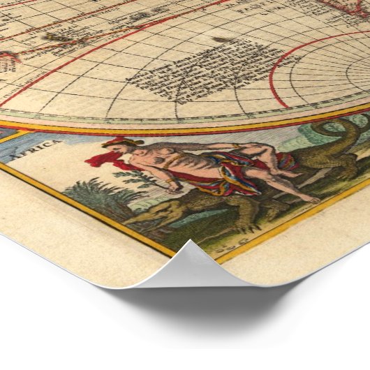 Visscher Nicolaas Weltkarte 1670 Reproduction Poster (Ecke)