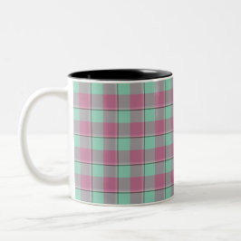 Vista Blue and Turkish Rose Pink Plaid Zweifarbige Tasse