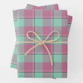 Vista Blue and Turkish Rose Plaid Green Pink Geschenkpapier Set (Beispiel)