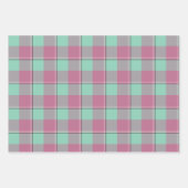 Vista Blue and Turkish Rose Plaid Green Pink Geschenkpapier Set (Vorderseite)