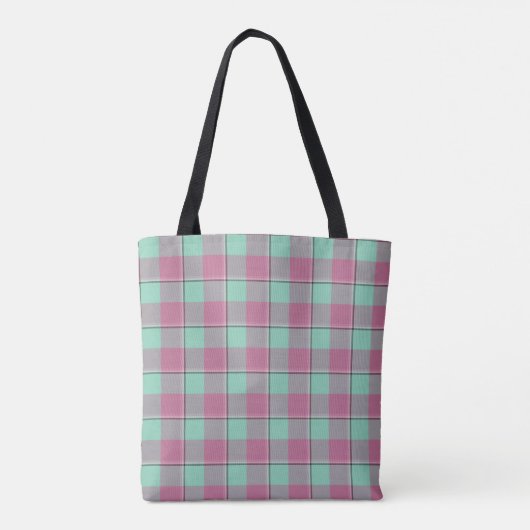 Vista Blue and Turkish Rose Plaid Pink Green Tasche (Rückseite)