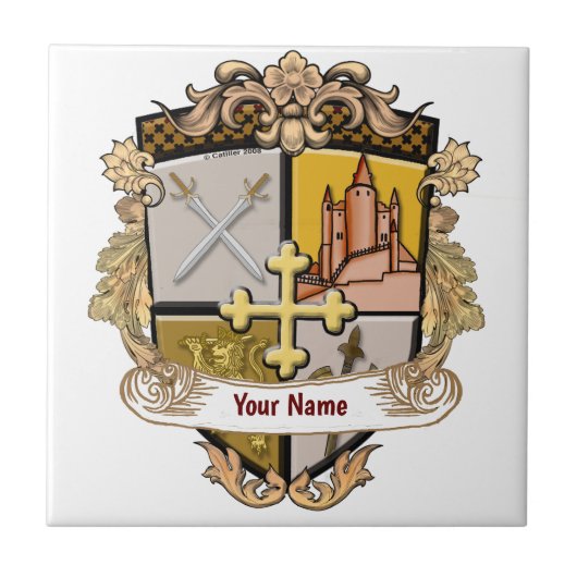 Vista Cross Shield Nachname Fliese (Vorderseite)